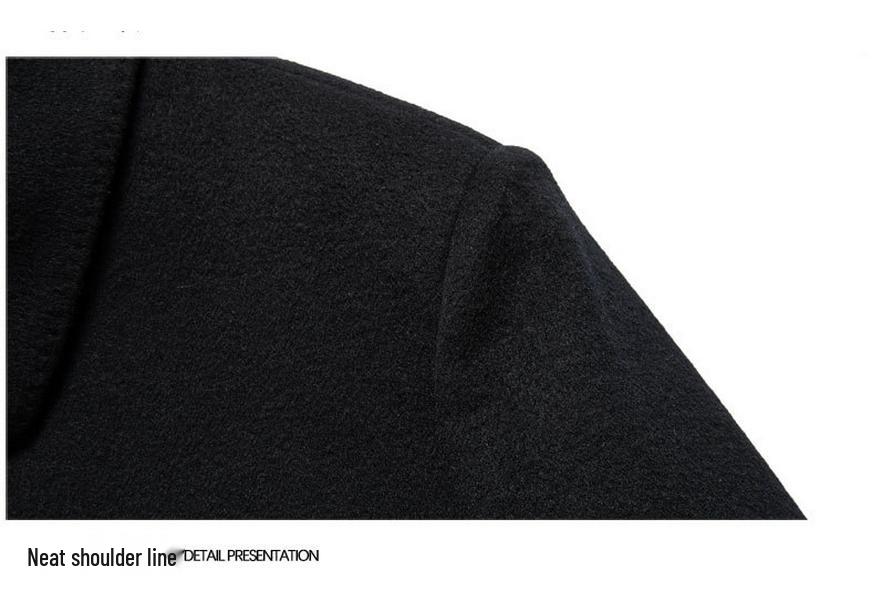 Men's Winter Wool Double-Faced Trench Coat with Down Liner and Cashmere Lapel