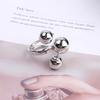 Exaggeration Punk Metal Personality Irregular Three-layer Design Ball-Shape Open Ring for Women Fashion Simple Jewelry Gift