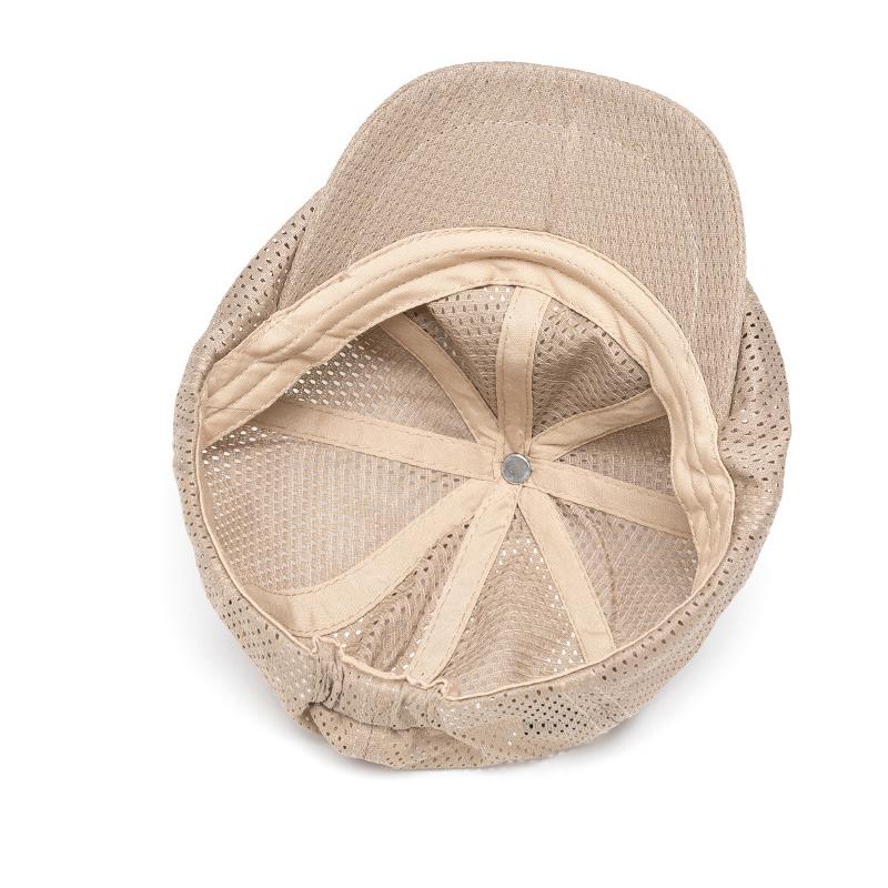 Summer Thin Breathable Mesh Cap Men's Hollow Cap Outdoor Sun Protection Sun Hat British Beret Octagonal Cap