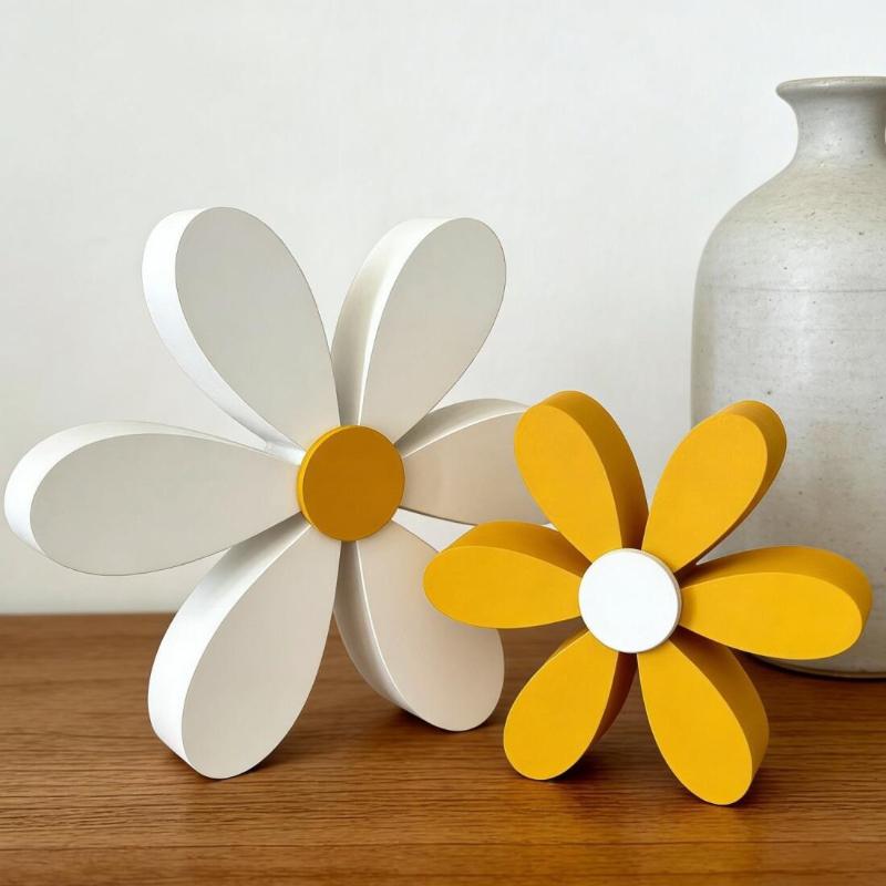 1pc Wooden Daisy Desk Ornament Home Decor Perfect for Your Desk To Create A Fresh and Pleasant Seasonal Atmosphere