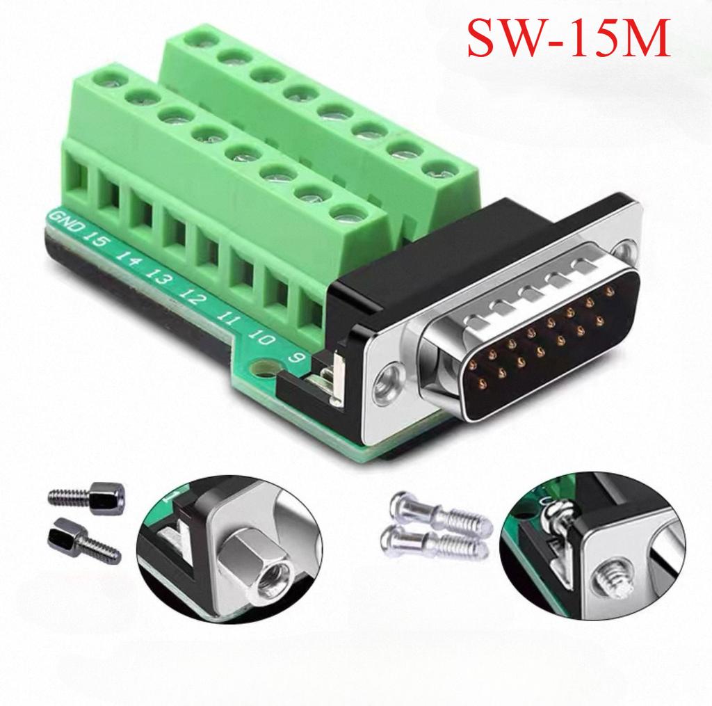 DB15 Soldering-free Connector Industry 2 Rows 15Pin Breakout Connector DB15 Male Female Plug D-SUB Terminal Adapter