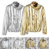 Pánská bunda Zapínání na zip Třpytivý Dlouhý rukáv Prodyšná Větruodolná Udrží teplo Směs bavlny Podzim Lesklá Pánská bunda na zip Streetwear pro každodenní nošení