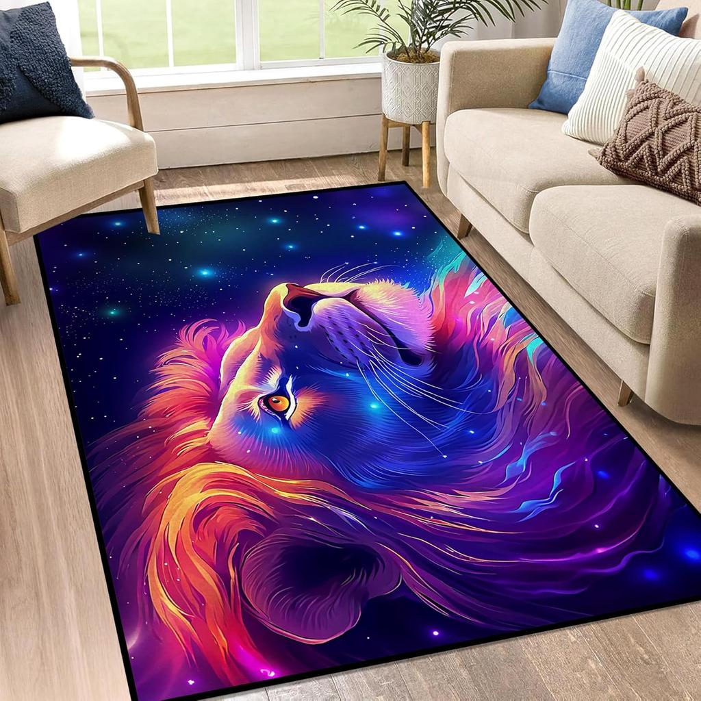 Galaxy Area Rug Outer Space Starry Sky Large Carpet for Home Living Room Bedroom Sofa DecorCarpet Dark Blue Non-slip Floor Mat
