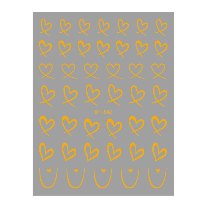 

1 Sheet Nail Art Stickers 3D Cute Heart White Gold Silver Lines Love Heart Nail Decals DIY Adhesive Slider Manicure Decorations золотий