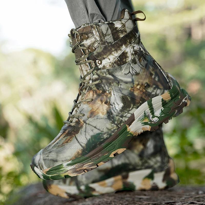 New Trendy Camouflage Hiking Boots for Men Platform Waterproof Trekking Boots Non-slip Outdoor Boots Men Big Size 47