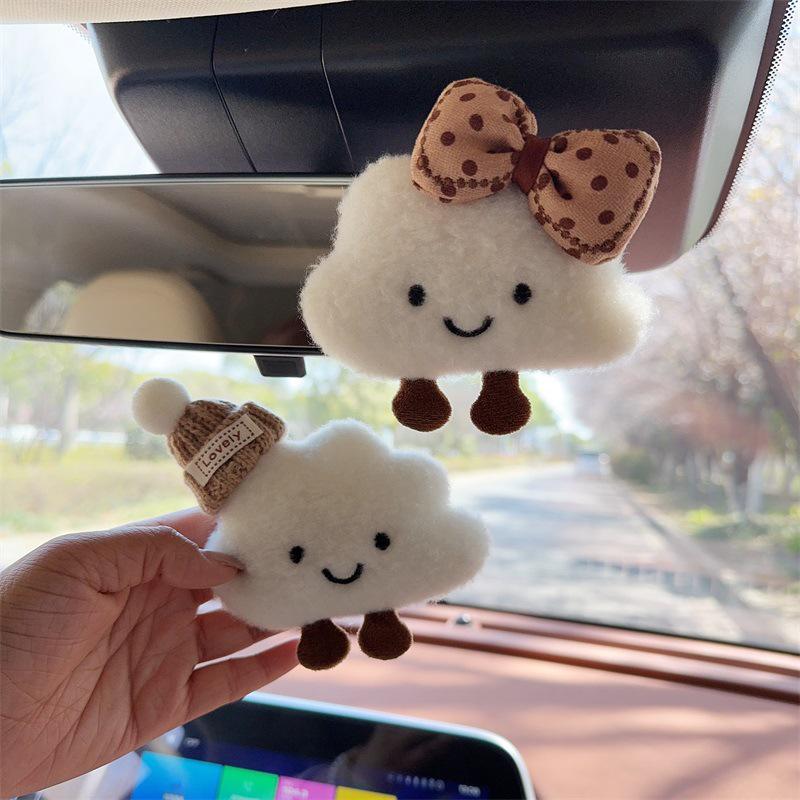 Set Creativo de Adornos de Nube de Dibujos Animados para Espejo Retrovisor - Lindos Accesorios de Interior de Coche Estilo Diosa