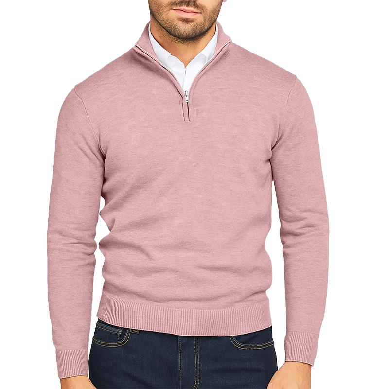 Autumn Mens Quarter Zip Pullover Sweater Lightweight Mock Neck Slim Fit Pullover Knit Casual Polo Sweaters Winter Warm Outerwear