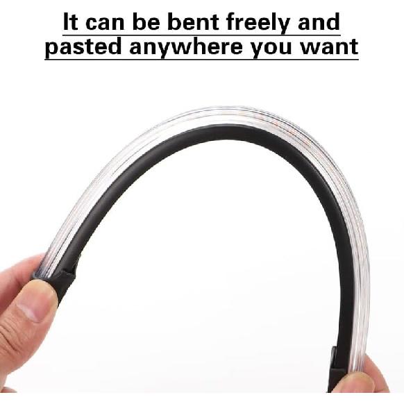 Exterior Car LED Lights, 2Pcs Flexible Daytime Running Light Strip Waterproof Auto Headlight Sequential White Turn Signal Yellow Led Light, 13.6