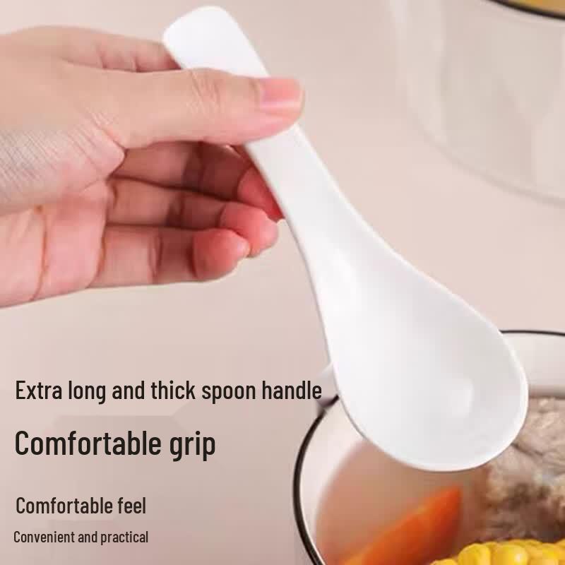 Pure White Ceramic Bent Handle Spoons, 5-Pack
