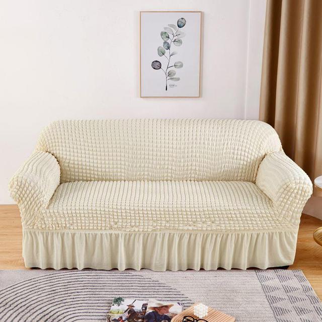 Seersucker Sofa Slipcover High Stretch Couch Cover Thick Corner Sofa Protector Elastic Corner Couch Covers