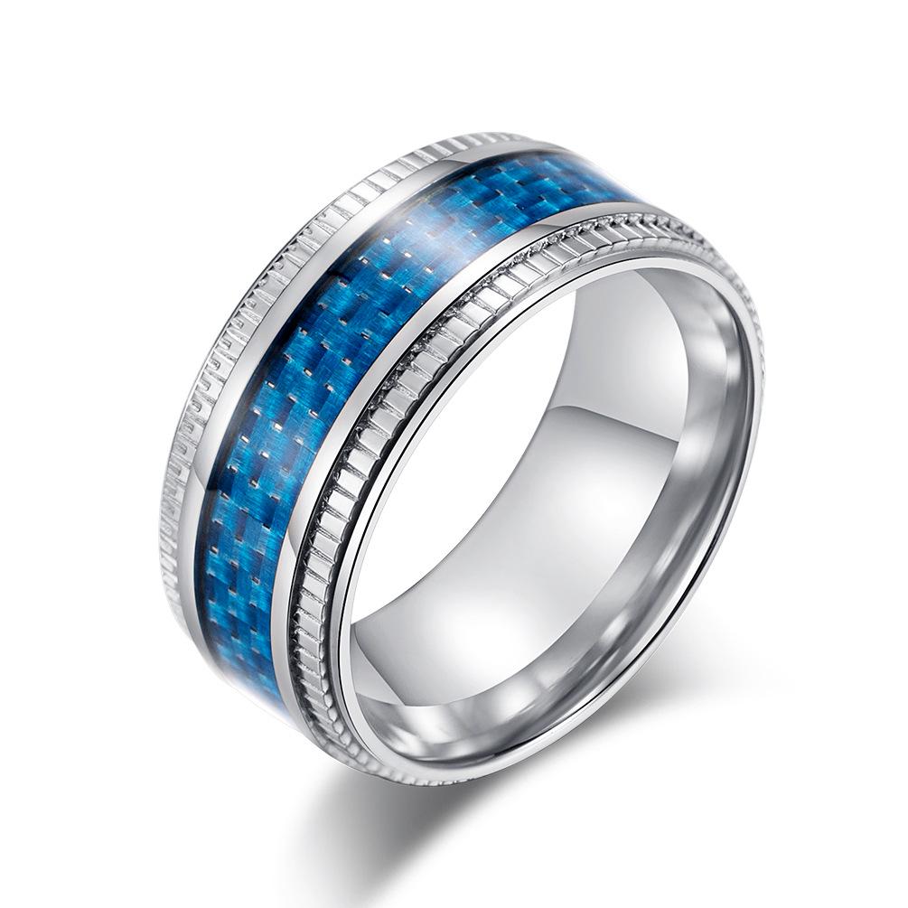 Domineering Men s Carbon Fiber Ring, Qianfeng s New Trendy Men s Titanium Steel Ring, Stainless Steel Jewelry 7#