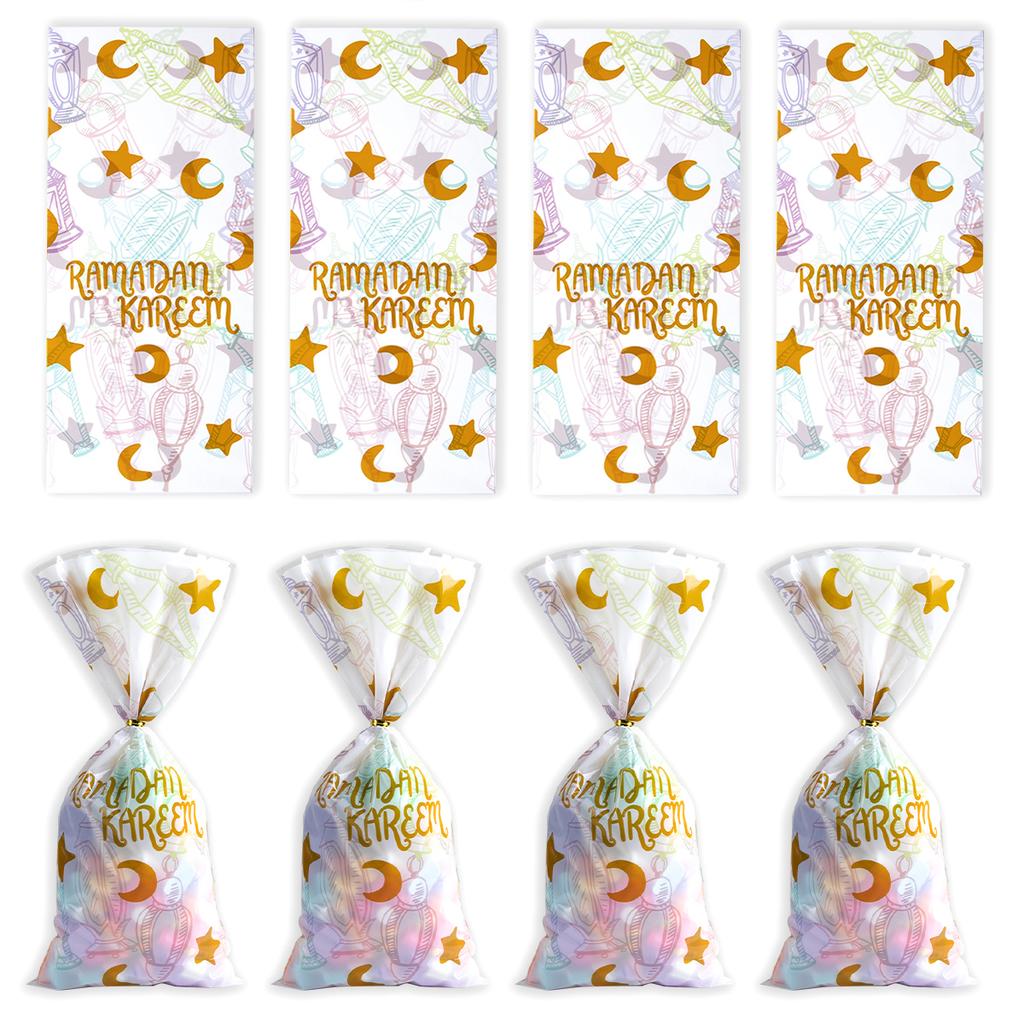 50pcs Ramadan Kareem Gift Bags Eid Mubarak Plastic Candy Cookie Bag 2025 Islamic Muslim Party Decor Eid Al-fitr Ramadan gifts