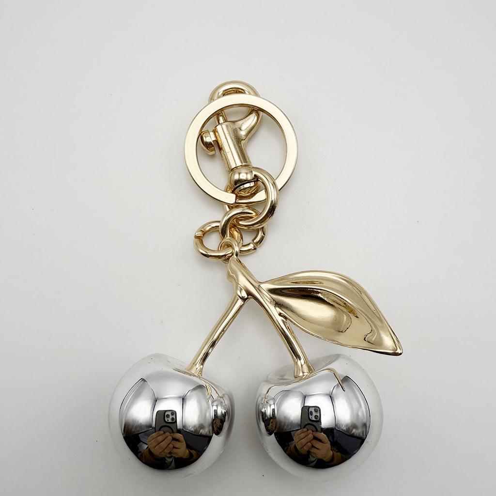 Bag Charm For Brand Handbag Shoulder Bags Mirror Face Silver/Gold Cherry Pendant Women's Wallet Keychain Accessories Gift
