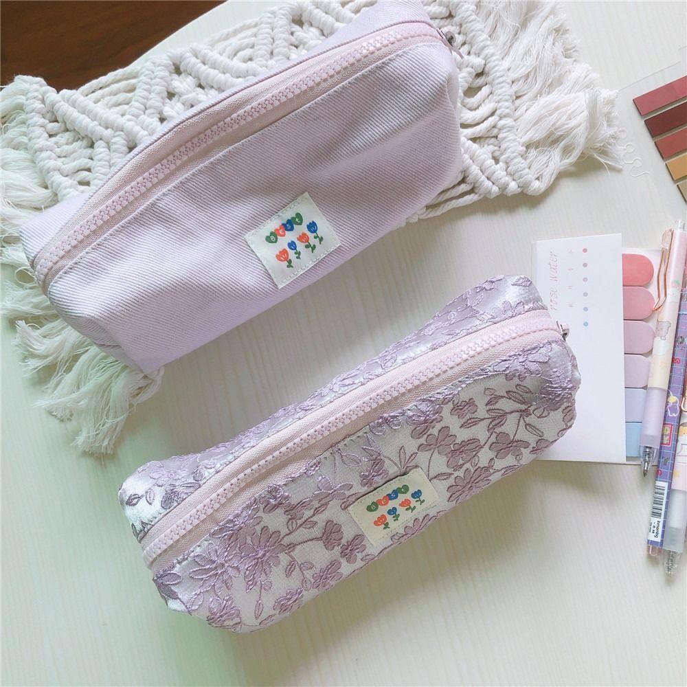 Portable Large Capacity Canvas Storage Bag Cosmetic Bag Stationery Pouch Zipper Pencil Bag