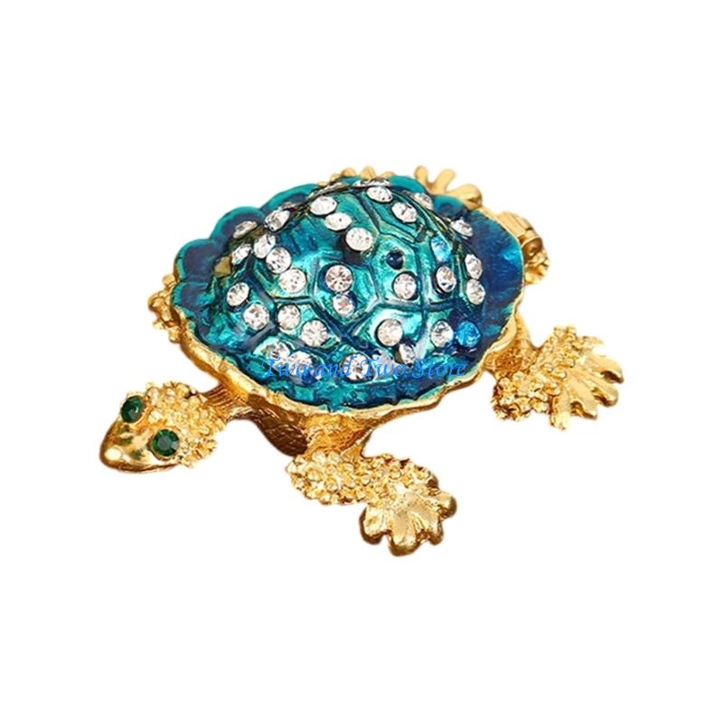 HX6F Portable Turtles Jewelry Storage Case With Locking Mechanism Metal Construction for Jewelry Protective Organization
