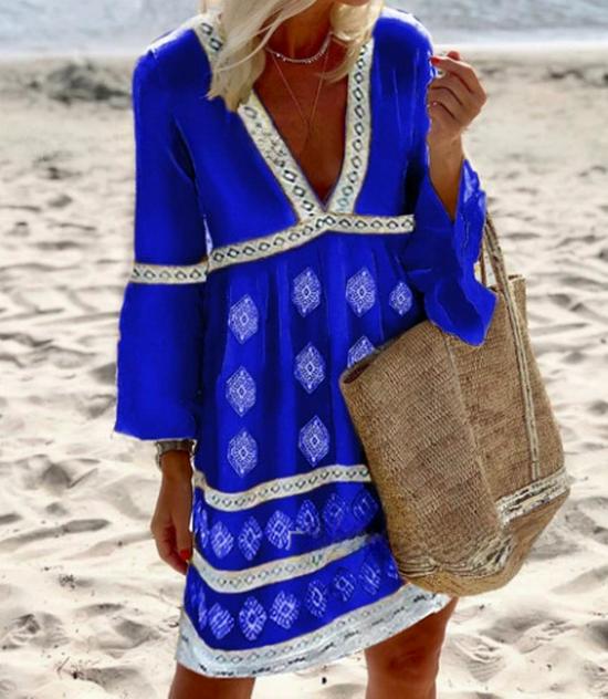 

Женское платье с рукавами средней длины и индивидуальным принтом XXL