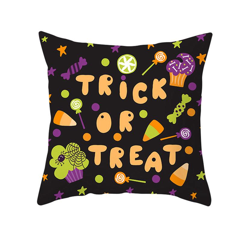 Halloween Horror Pumpkin Bat Print Cushion Cover Home Living Room Sofa Decoration Throw Pillow Cover