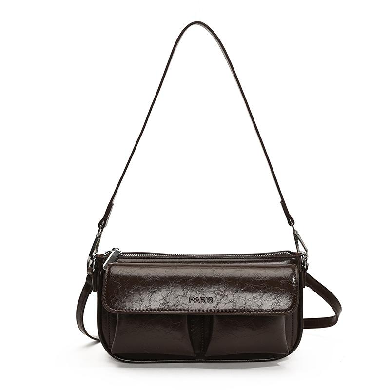 This Year's Popular Niche High-end Sense Retro Underarm Oil Wax Picofarad Stick Bag Women's Casual Versatile Shoulder Messenger Bag