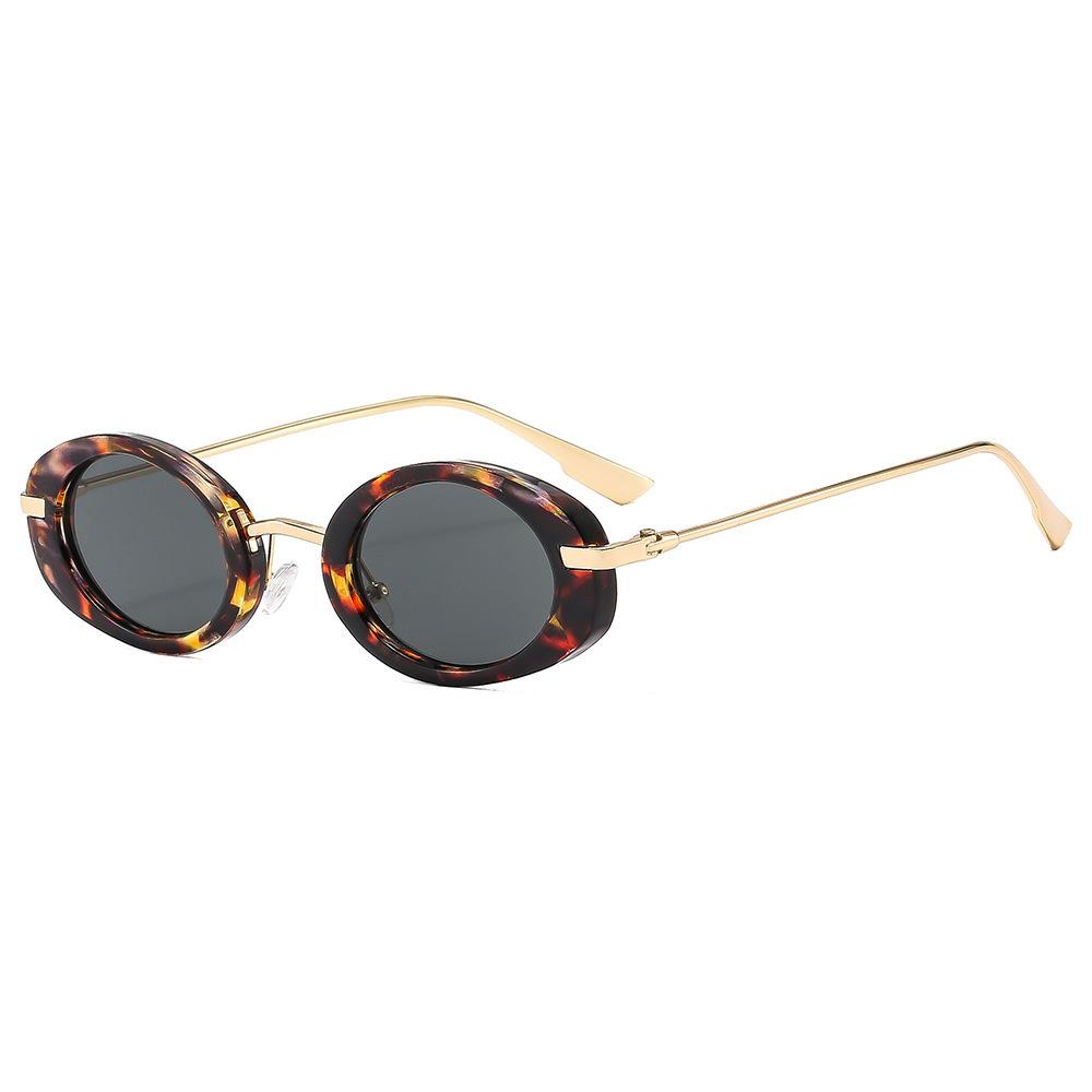 New Retro Gradient Oval Small Frame Women Sunglasses  Brand Design Leopard Print Casual Fashion Men Sun Glasses Uv400