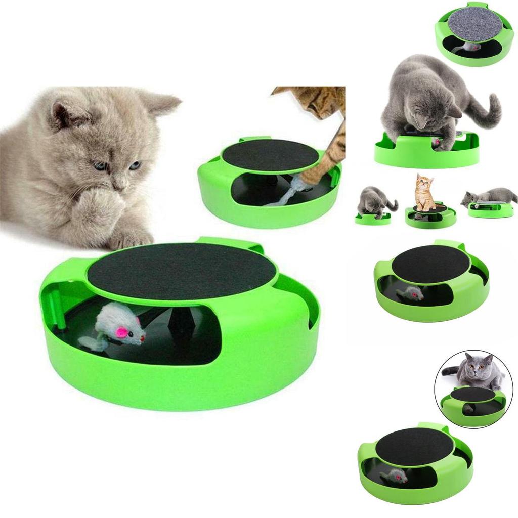 Durable Cat Toys Interactive With Engaging Running Mice And Scratch-resistant Pad