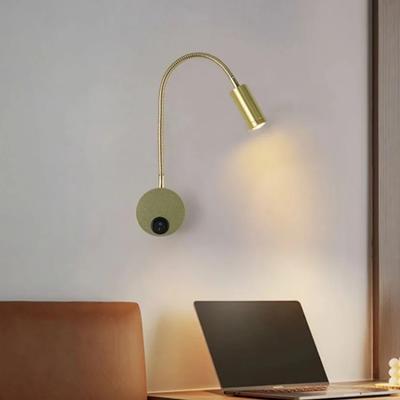מנורת קריאה LED 3W ברונזה שחור לבן כרום זרוע גמישה מנורת קיר עם מתג מנורת שולחן לימוד ליד המיטה גוף תאורה לבית פנים