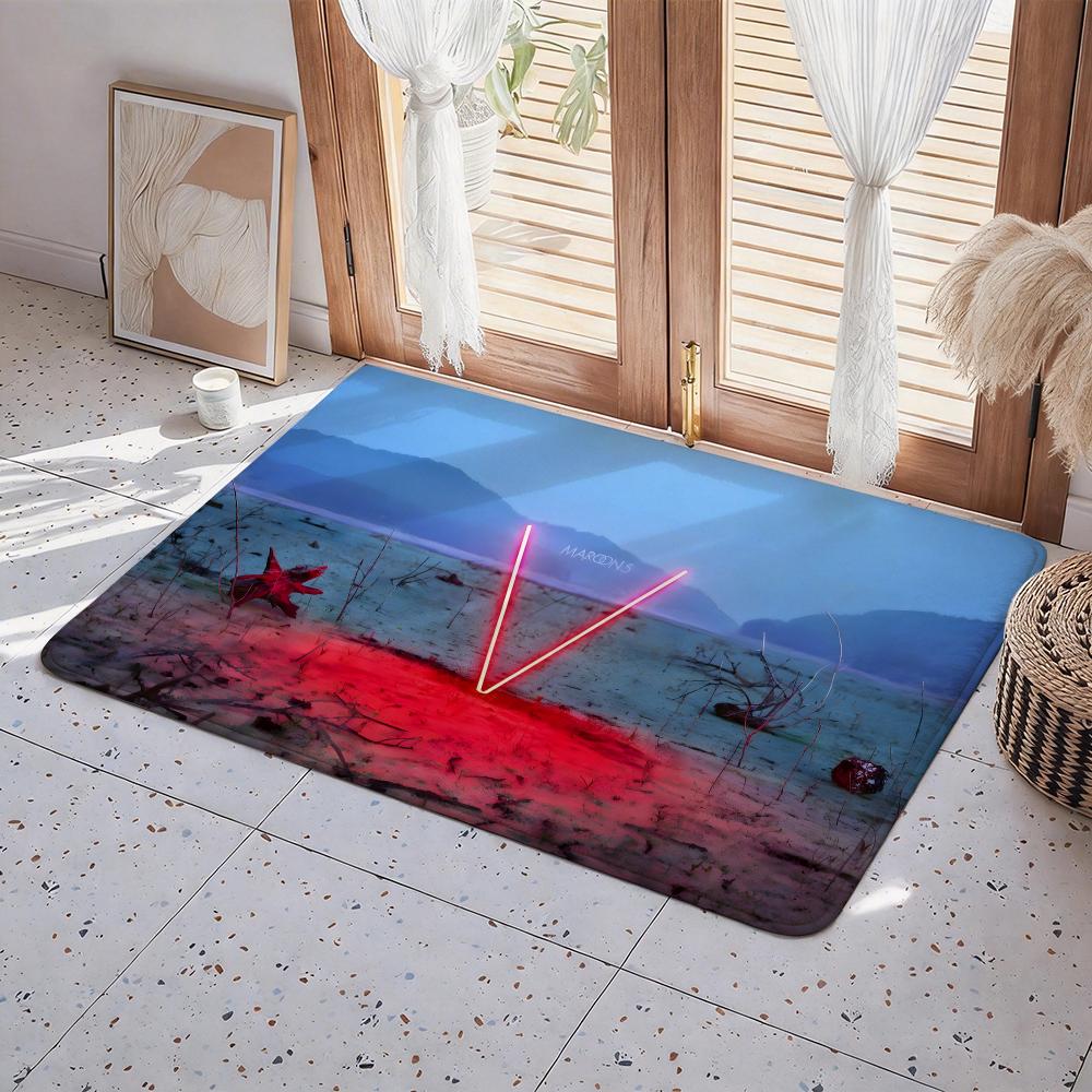 M Maroon 5 band Floor Mat Eco Flannel Doormat Non Slip Odorless Indoor Floor Rug Soft Short Plush Home Mat