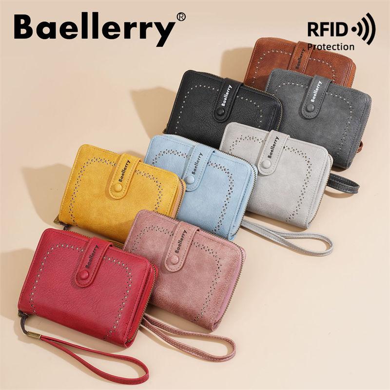 Baellerry RFID Anti Theft Protection Zipper Card Holder for Women Ladies Fashion Money Packs PU Leather Purse Wallets