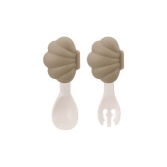Edison Mini Shell Self-Feeding Silicone Spoon & Fork Set with Case