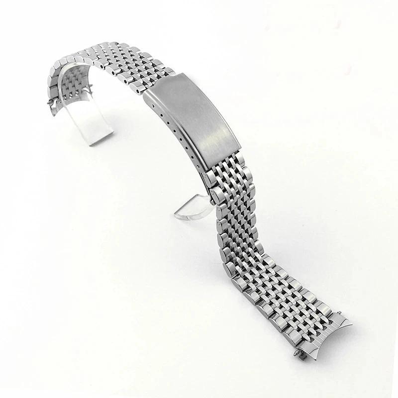 Klocktillbehör Armband Risgryn Klockarmband För Omega Seamaster klockarmband Böjd Ände Armband i Rostfritt Stål 18mm 19mm 20mm