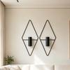 2PCS Iron Rhombus Hanging Flower Vase Decorative Wall Mount Flower Vase Wall Hanging Vase  Bedroom