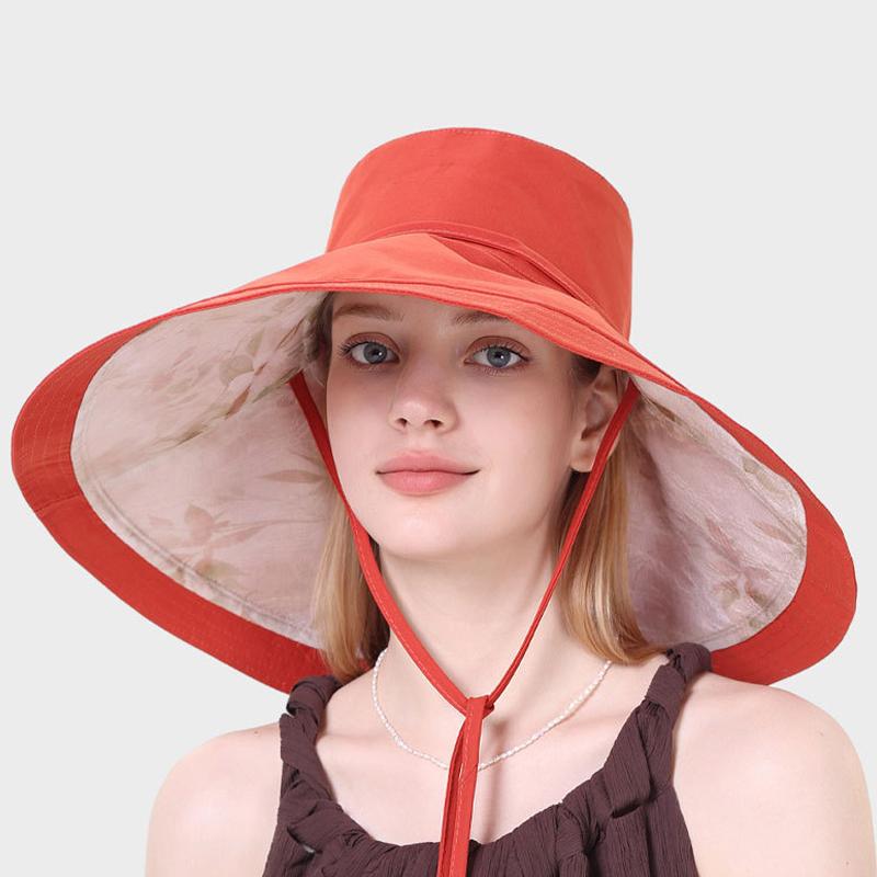 Women's Double-Sided Fisherman's Hat with Big Brim Printed Summer Sun-Protection and Uv-Protection Sun Hat