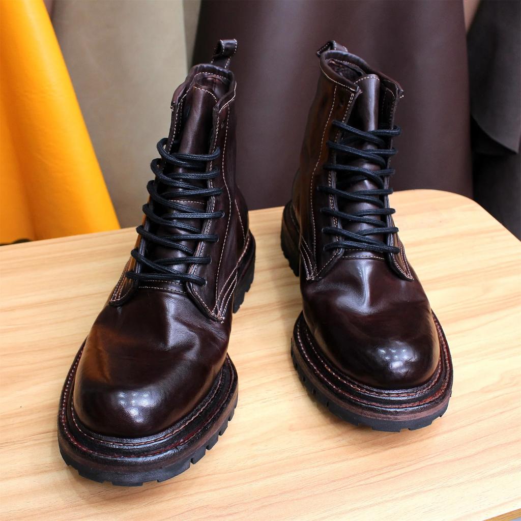Fashion Goodyear Pure Handmade Horse Leather Boots for Men and Women, Custom Lace-up, Warm and Comfortable, High-end