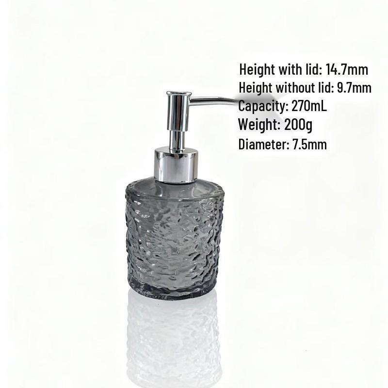 

270ml Press-Type Luxury Glass Bottle for Hand Soap, Shampoo, or Shower Gel.