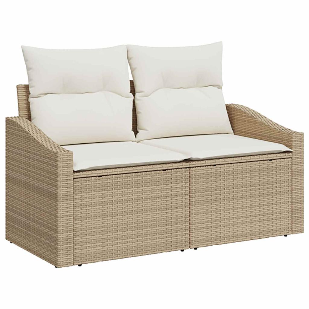 Sofa Set 6 Pcs Beige and Cream White Poly Rattan and Steel