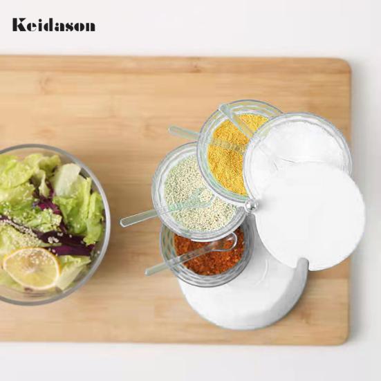 Convenient Good Sealing Visible Seasoning Jar Rotating Design Box Kitchen Accessories