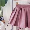 Girls' Spring & Autumn Leather Jacket & Pleated Skirt Set - BCA389