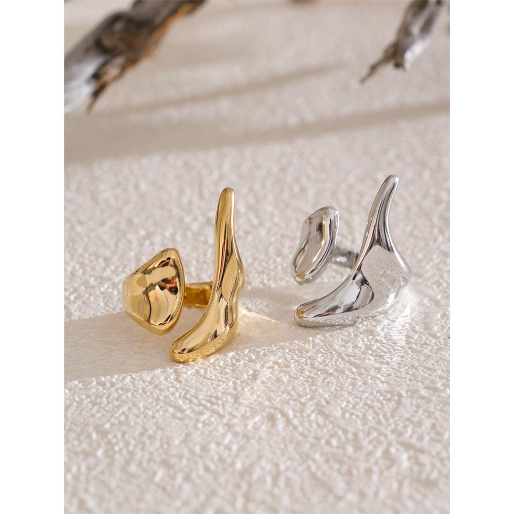 Eetit New Casting PVD Plated Stainless Steel Metal Geometric Adjustable Creative Ring Women Daily Fashion Jewelry Accessories