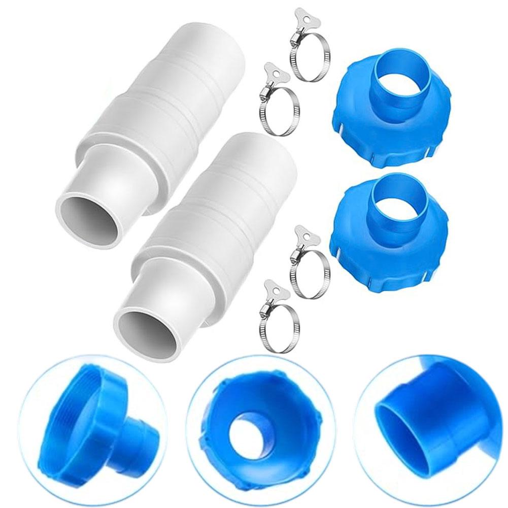 Pool Hose Adapter Kit With 11238 B Adaptors For 1-1/4 1-1/2 Inch Hoses Clamps Connectors Set For Ground Pool Pumps
