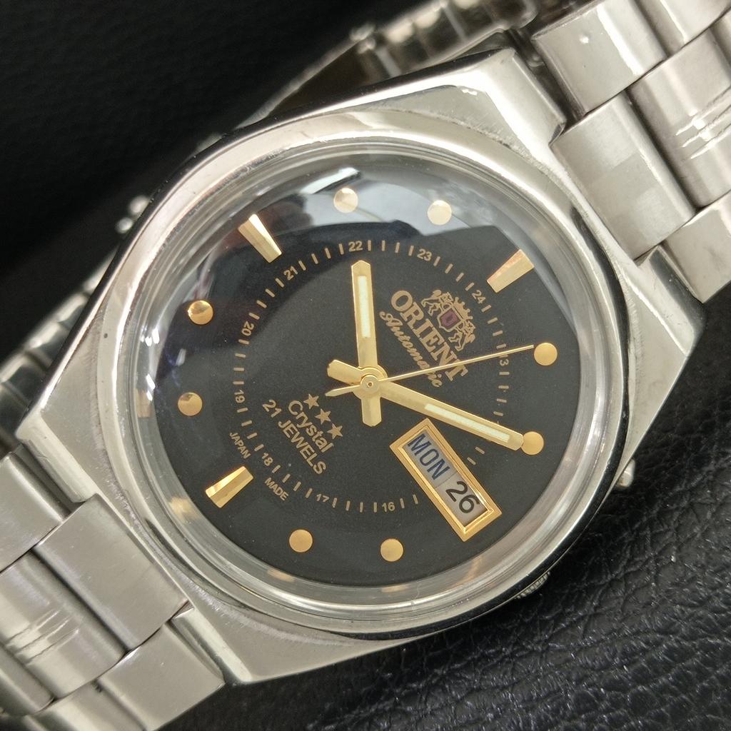 ОРИГИНАЛЬНЫЕ ВИНТАЖНЫЕ ЯПОНСКИЕ МУЖСКИЕ ЧАСЫ ORIENT CRYSTAL АВТОМАТИЧЕСКИЕ С ЧЕРНЫМ ЦИФЕРБЛАТОМ a706966-1