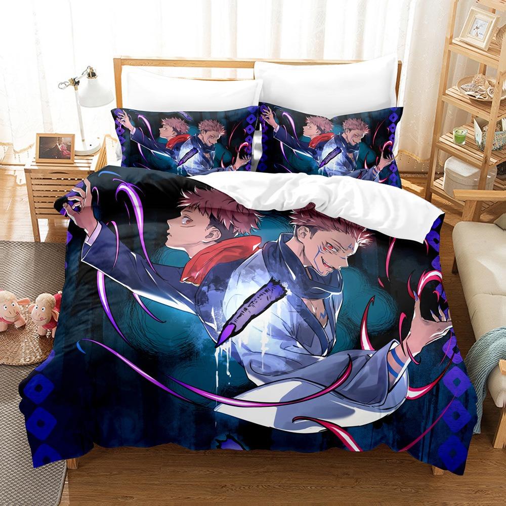 Copripiumino Federa Anime Jujutsu Biancheria da Letto Decorazione Camera da Letto Regalo Bambini Adulto Singolo Matrimoniale Grande Dimensioni Copripiumino con Zip