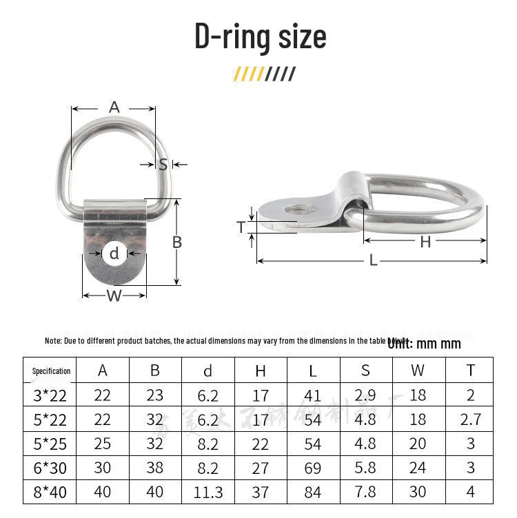 304 Stainless Steel Triangle, D-Ring, and Square Ring Buckle Hook for Truck Trailer Straps