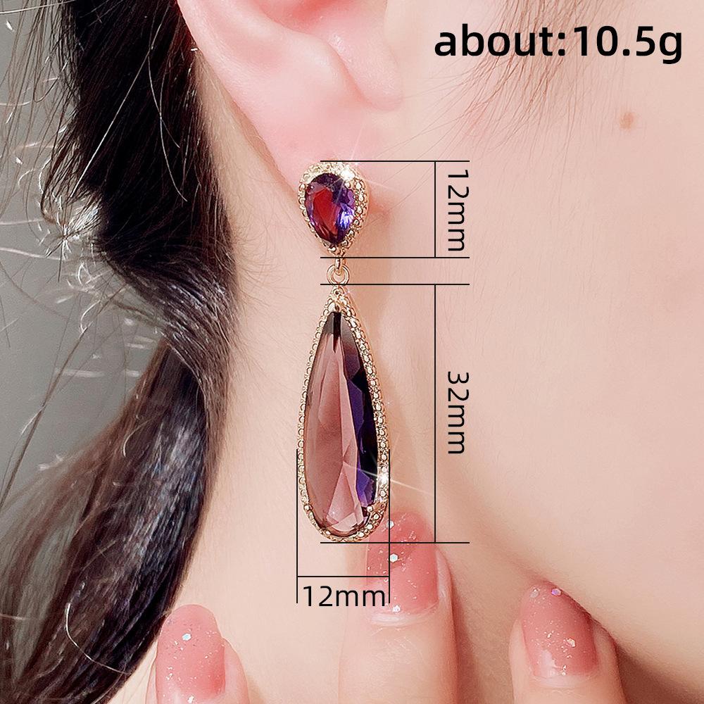 BlingBay Women's Dangle Earrings Teardrop Shape Zircon Charming Elegant Style Long Dangle Earrings Girls Party Gorgeous Exquisite Jewelry Gift