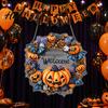 Spooky Halloween Welcome Plaque Pumpkin Pendant Decoration with Hanging Chain Waterproof Acrylic Wall Sign for Front Door Porch Window Indoor Outdoor