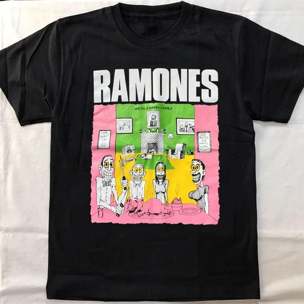 Vintage Ramones We're Happy Family Heavy Cotton Black S-5XL Unisex Shirt Unisex T-Shirt