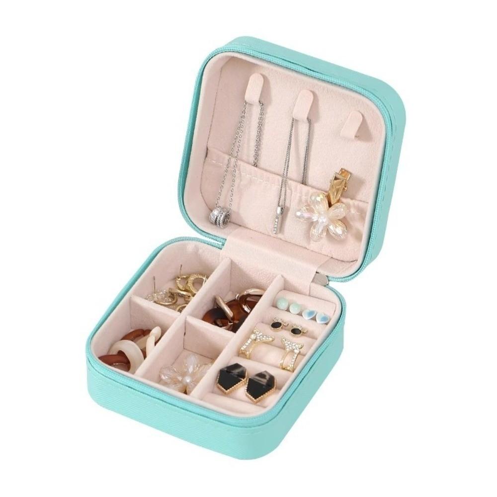 PU Leather Mini Jewelry Storage Zipper Closure Travel Jewelry Box Ring Jewelry Box  Display Box