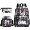 Large Capacity Schoolbag with Shoulder Strap; Student Three-piece Pencil Case Set