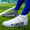 Football Shoes 31-48 Men's High-top Football Boots Large Size Long Nails Leather Boys Soccer Shoes