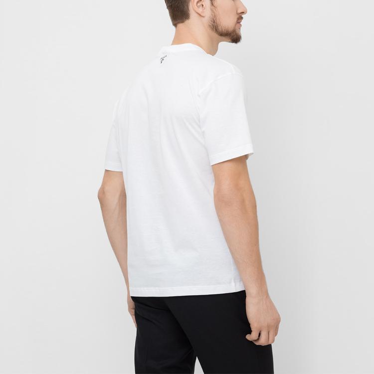 PRADA T-Shirts Men's White Crew Neck Moderate Straight Fit UJN317-10JX-F0009-S-162