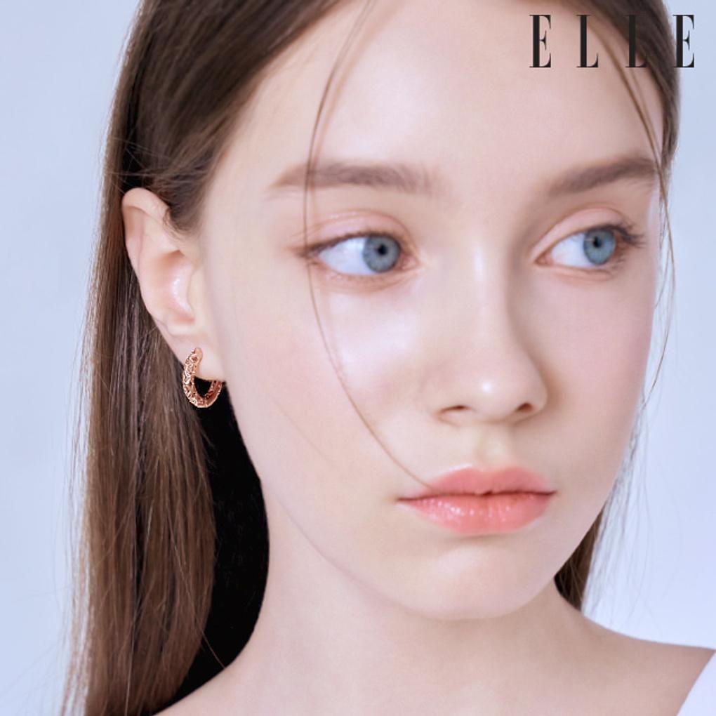 14K Mesh Volume One-Touch Earrings (Gold Pin) ELGPEE441