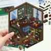 Cartoon Landscape Sticker Cute Miniature World 3D Three-dimensional House Unzipped DIY Scene Handbook Sticker